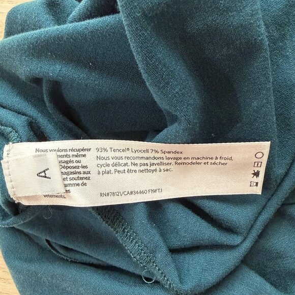 Eileen Fisher Long Tunic Top Size Small Dark Ocean Teal Jersey Knit Turtleneck - Picture 7 of 8